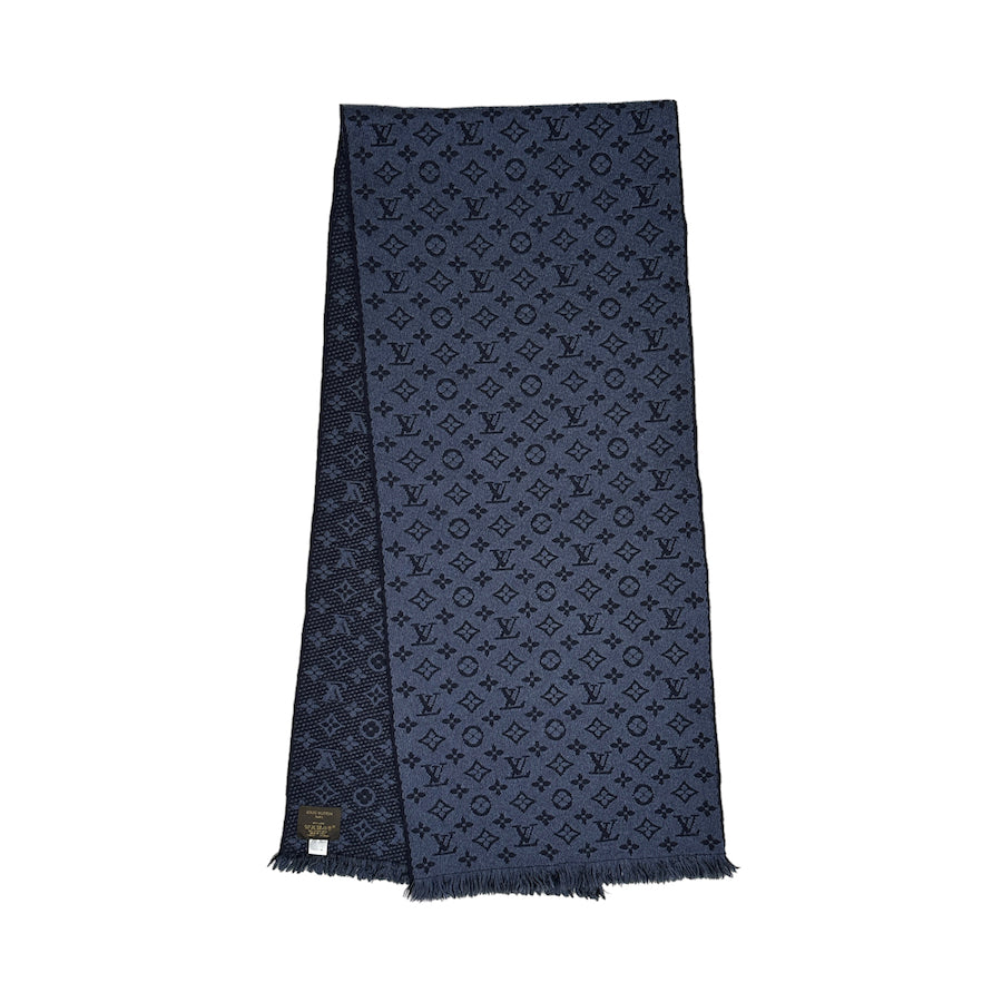 LOUIS VUITTON WOOLLEN MONOGRAM SCARF - BLUE