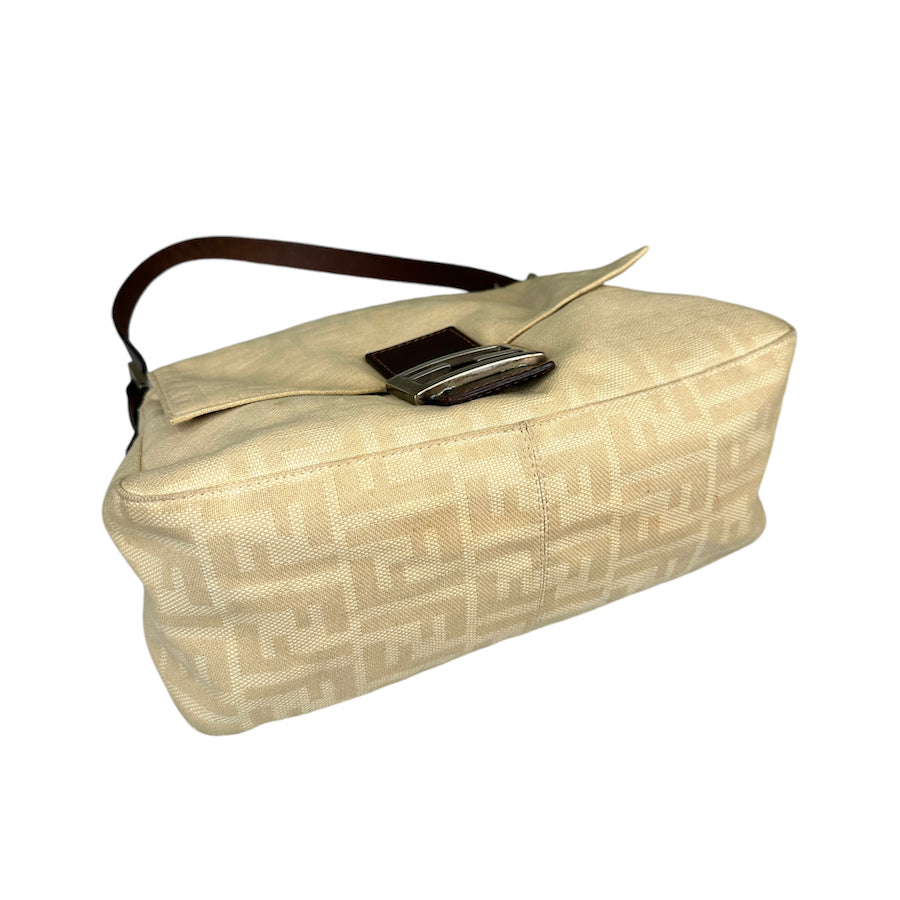 FENDI CREAM ZUCCA CANVAS MAMMA BAGUETTE BAG