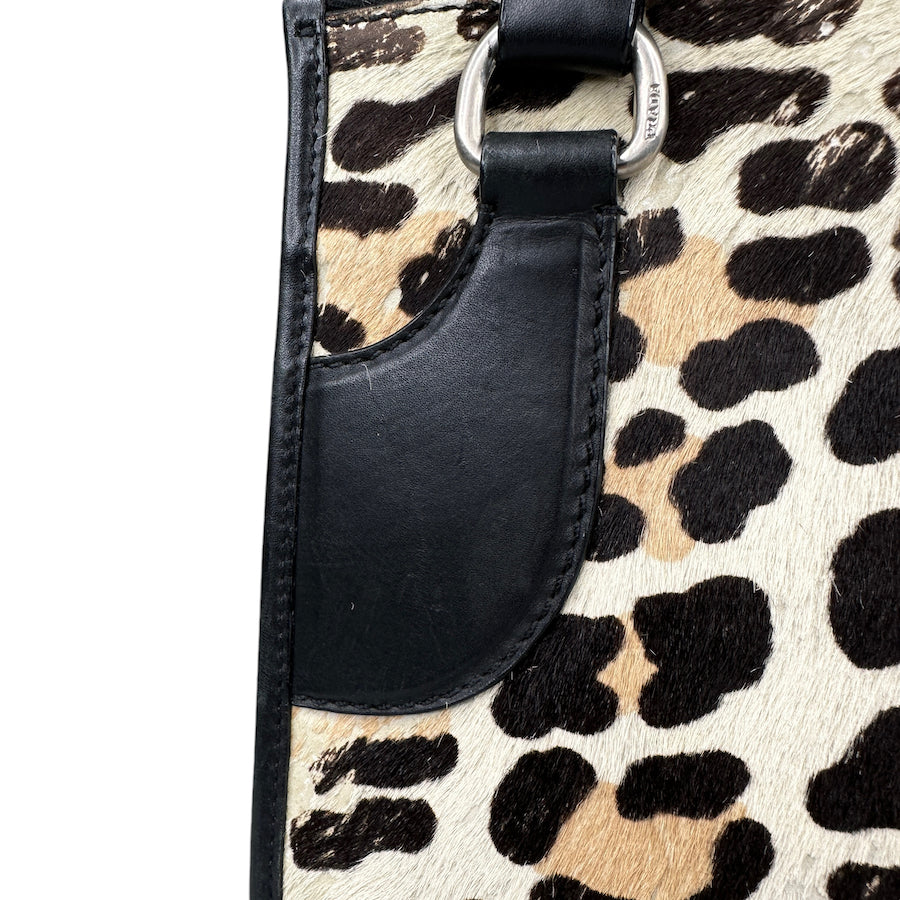 PRADA CALF HAIR LEOPARD PRINT TOTE BAG