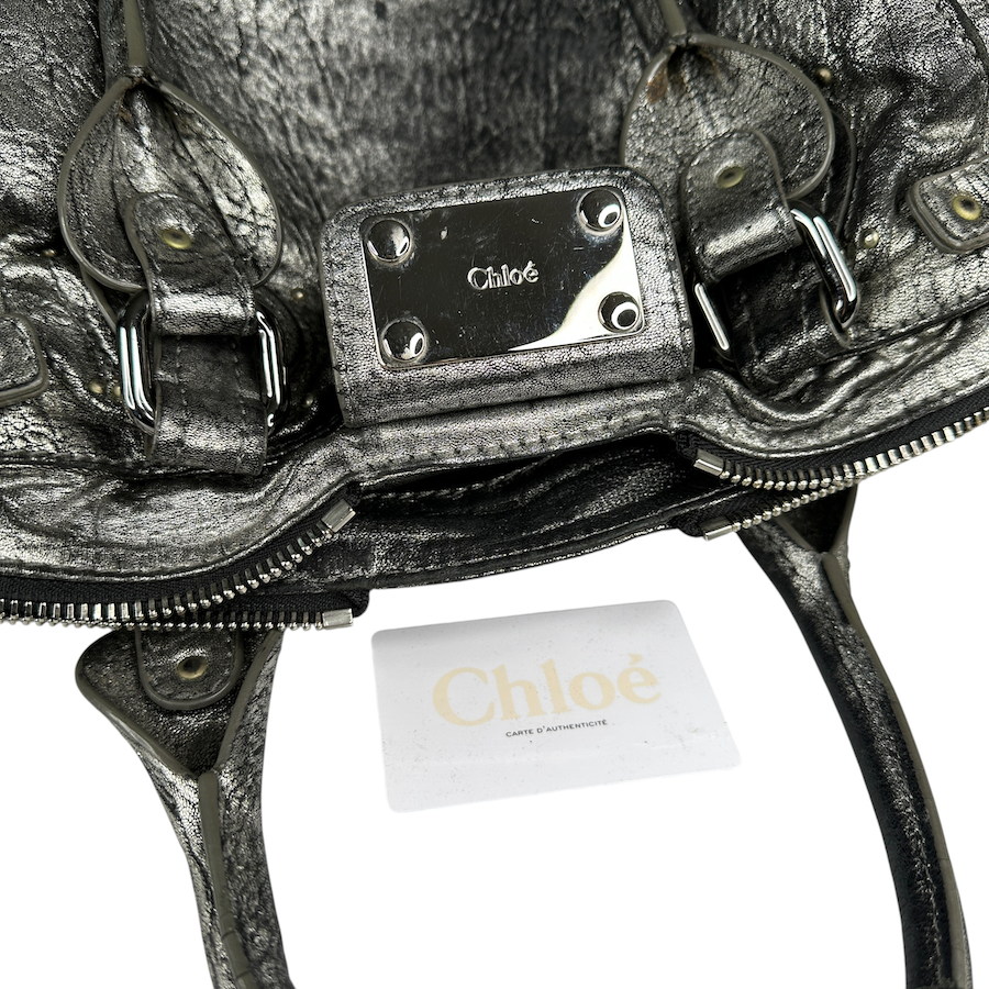 CHLOÉ SILVER PADDINGTON SHOULDER BAG