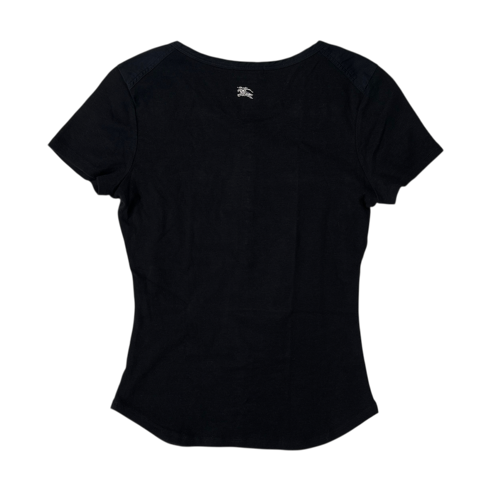 BURBERRY BLUE LABEL HALF-BUTTON TOP - BLACK