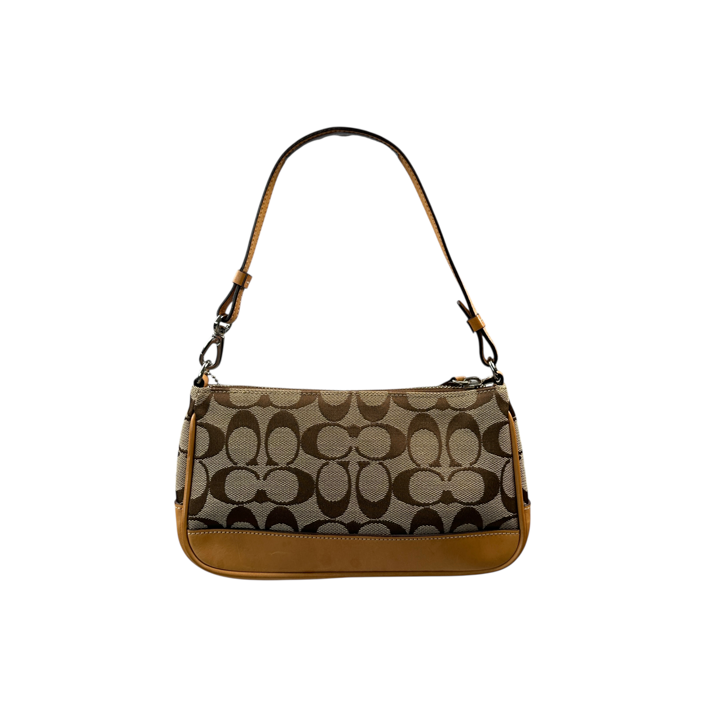 COACH SIGNATURE CANVAS DEMI POCHETTE BAG - TAN