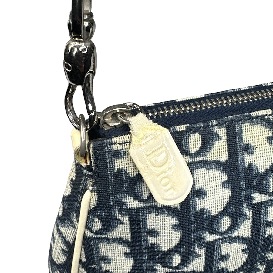 DIOR TROTTER COATED CANVAS SADDLE BAG - BLUE / WHITE