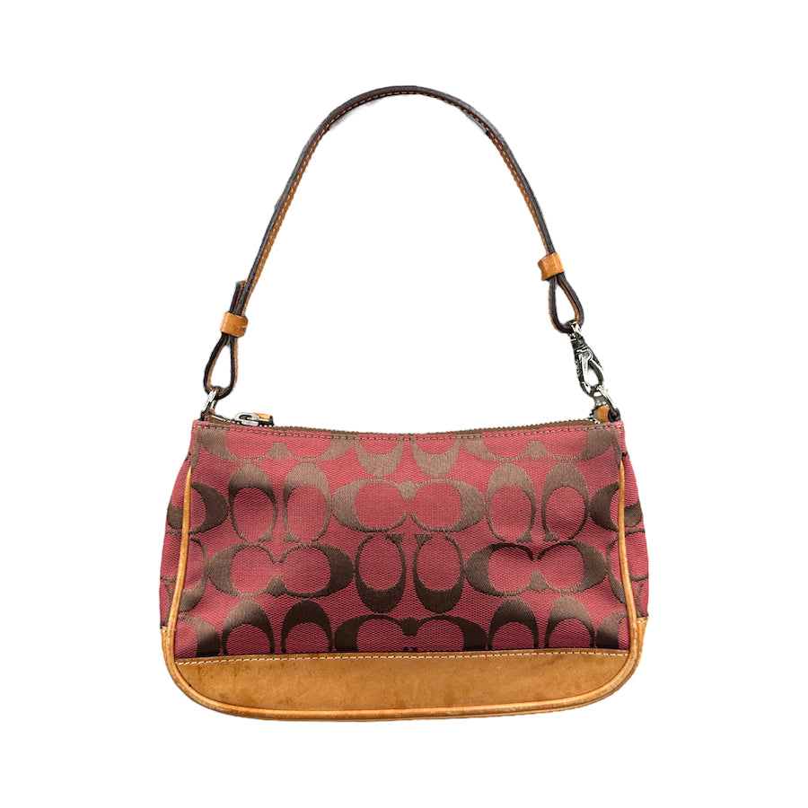 COACH RED / TAN SIGNATURE CANVAS MINI POCHETTE