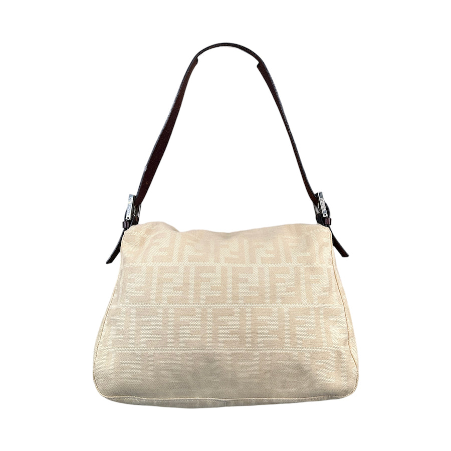 FENDI CREAM ZUCCA CANVAS MAMMA BAGUETTE BAG