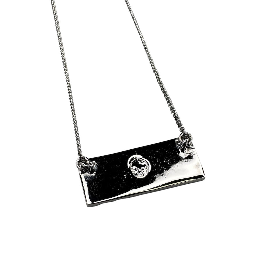 DIOR BLUE TROTTER PLATE NECKLACE - SILVER PLATED