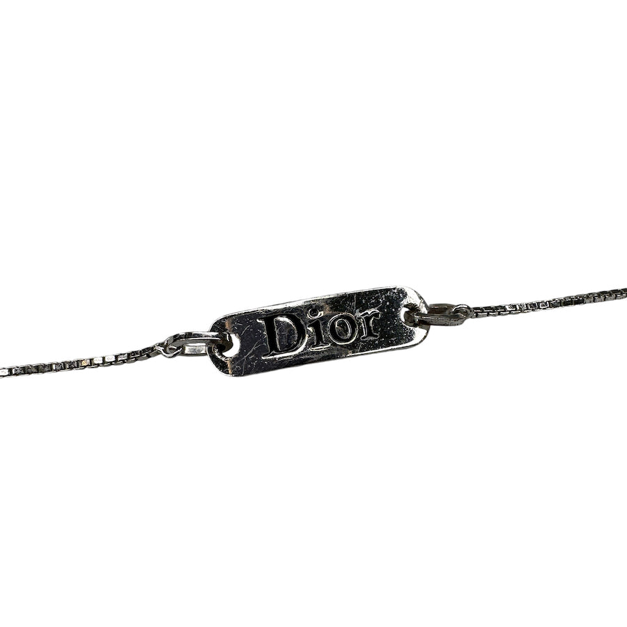 DIOR BLACK ENGRAVED SPELLOUT PLATE BRACELET