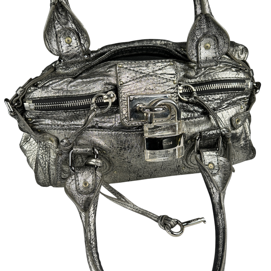 CHLOÉ SILVER PADDINGTON SHOULDER BAG