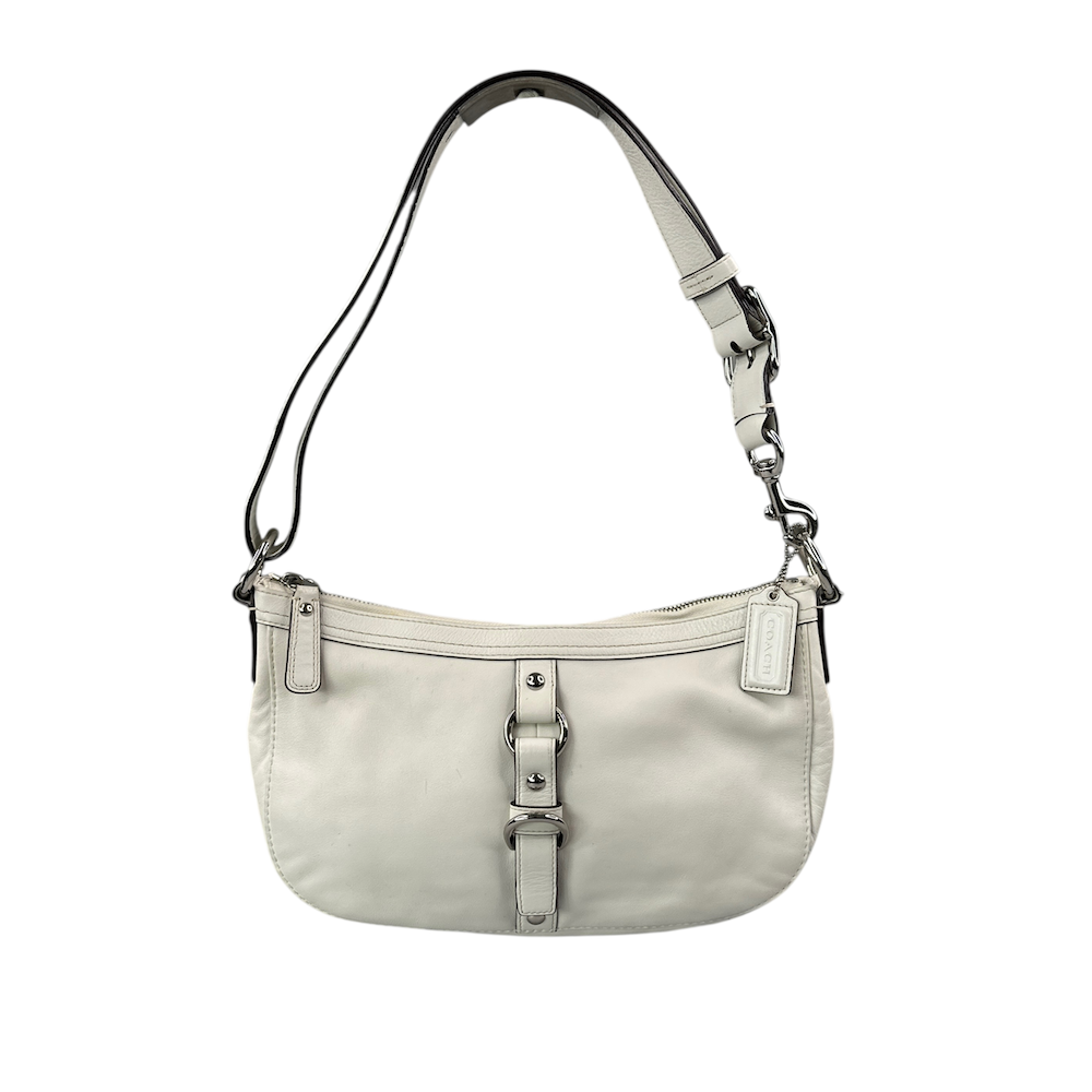 COACH BUCKLE DETAIL SHOULDER BAG - CREAM
