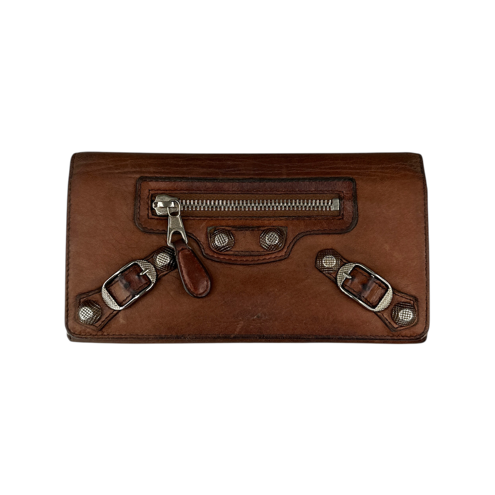 BALENCIAGA MOTORCYCLE WALLET - BROWN