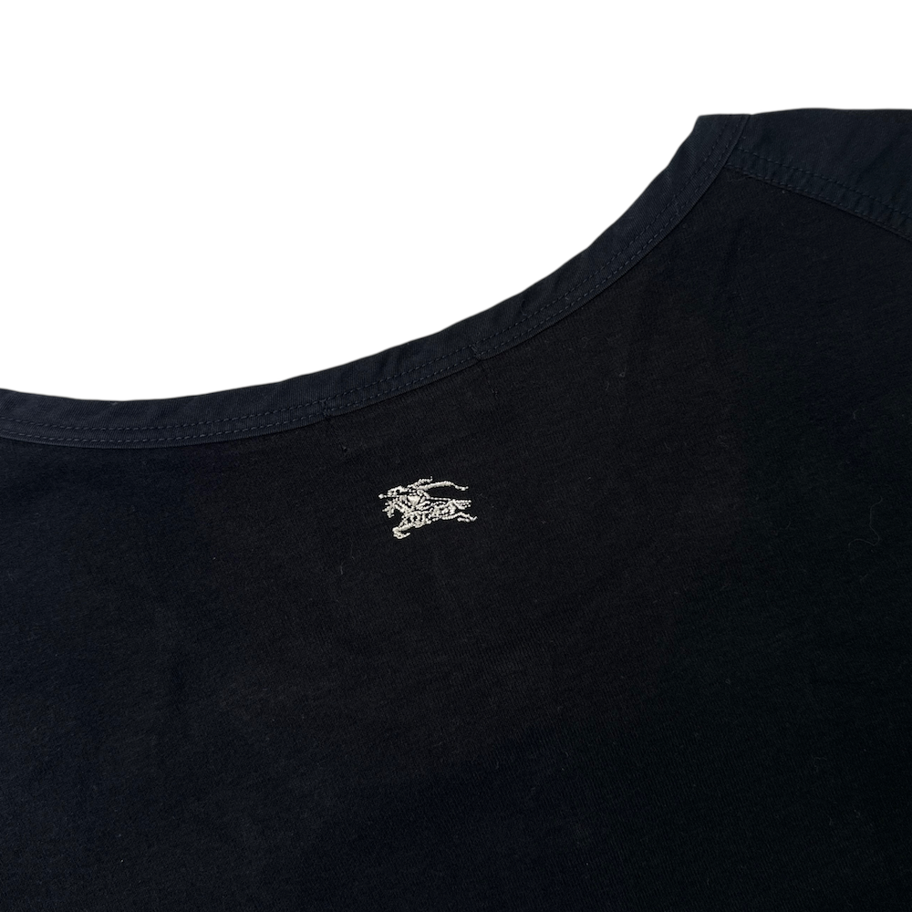 BURBERRY BLUE LABEL HALF-BUTTON TOP - BLACK