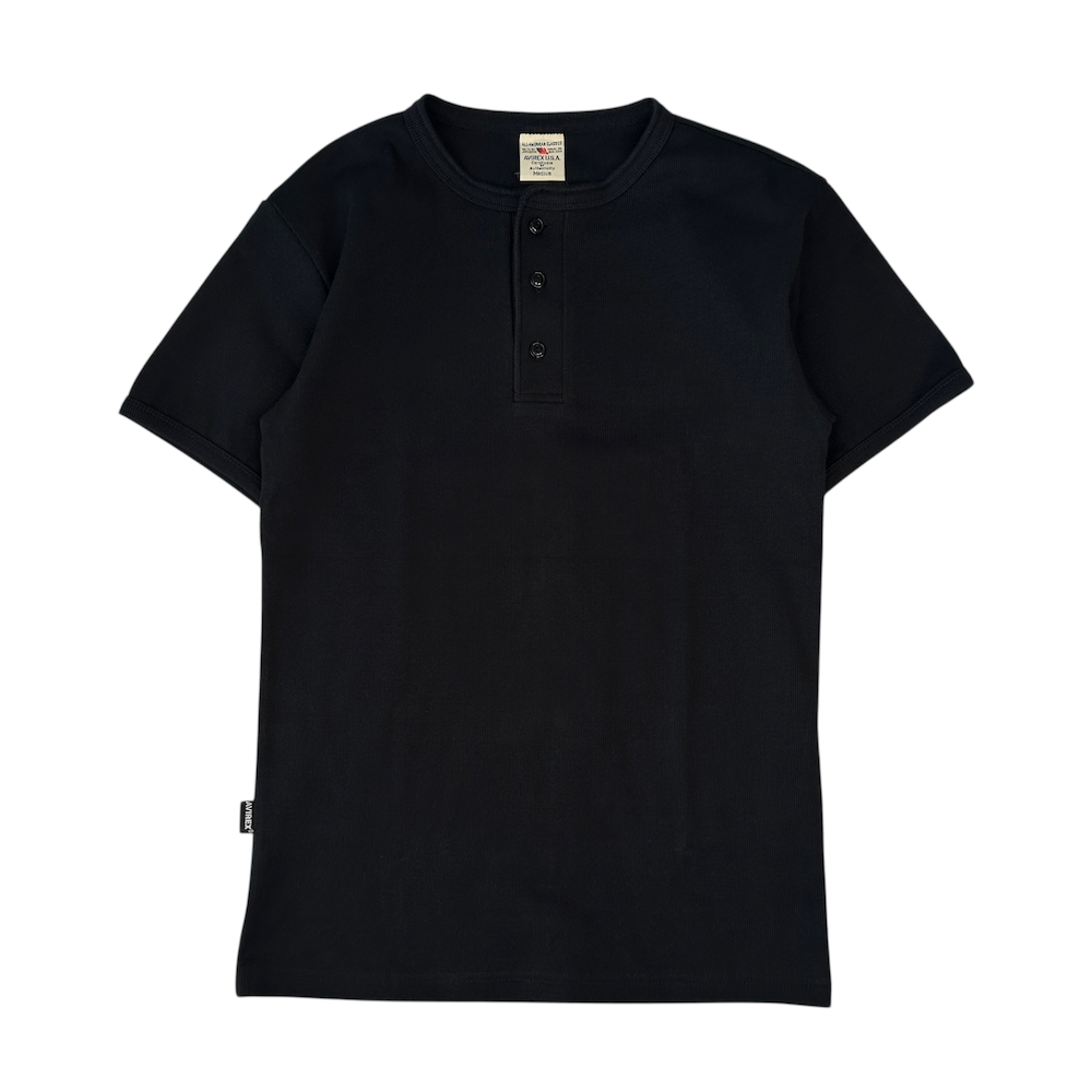 (NEW) AVIREX EVERY DAY HENLEY T-SHIRT- BLACK