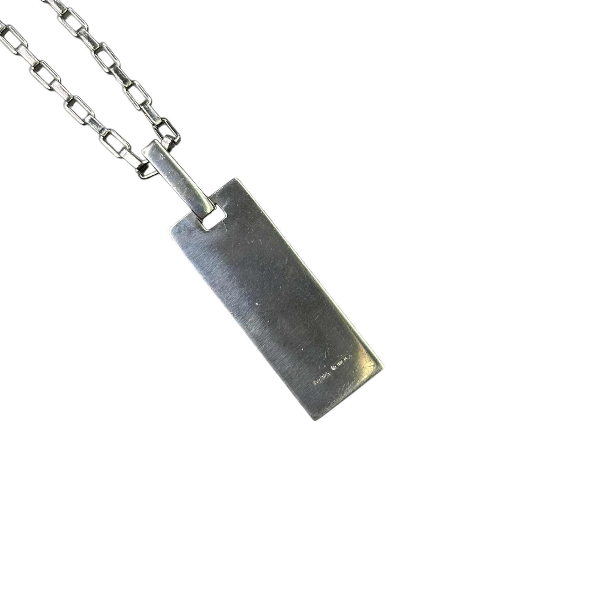 GUCCI DEBOSSED 925 RECTANGULAR PENDANT (W/ REPLACEMENT CHAIN)
