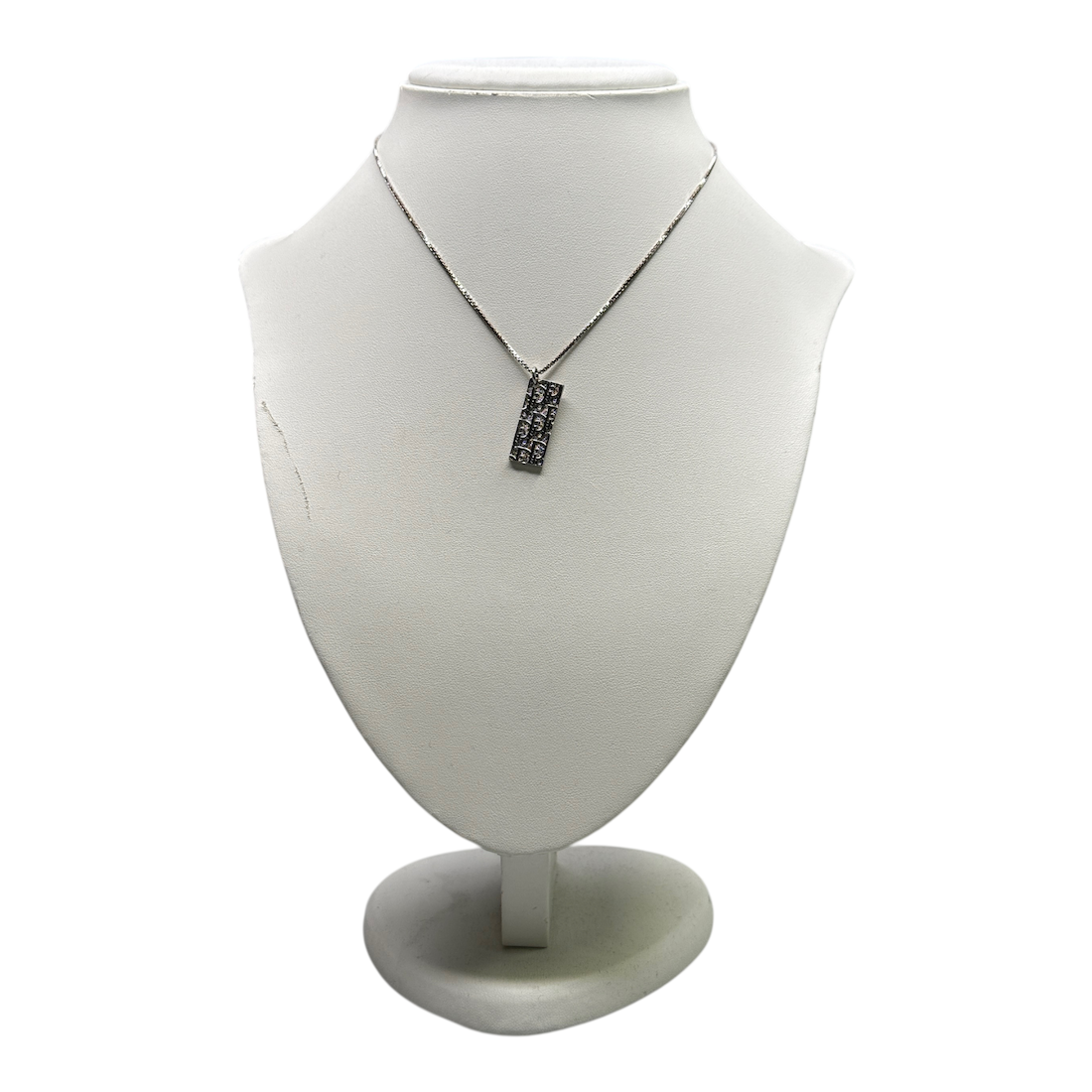 DIOR MONOGRAM BAR NECKLACE - SILVER PLATED