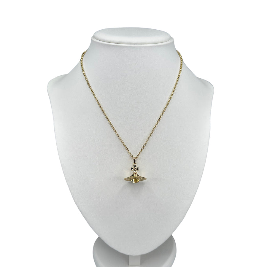 (NEW) VIVIENNE WESTWOOD TINY ORB PENDANT NECKLACE - GOLD BRASS