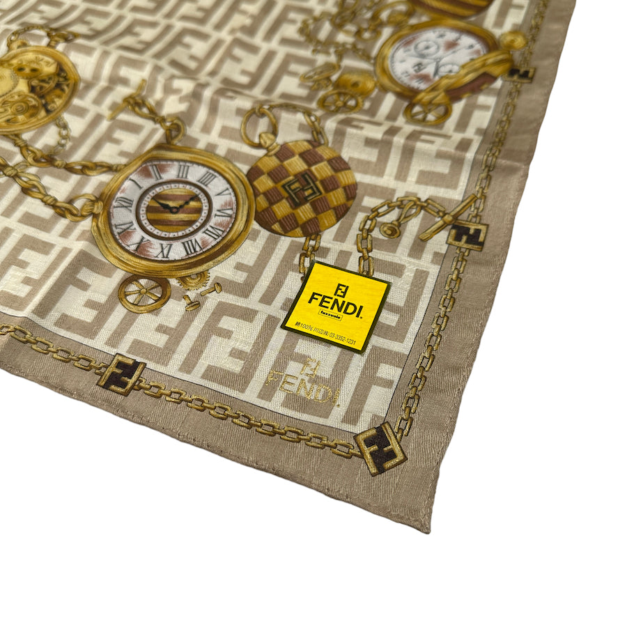 (NEW) FENDI POCKET WATCH MONOGRAM SQUARE SCARF