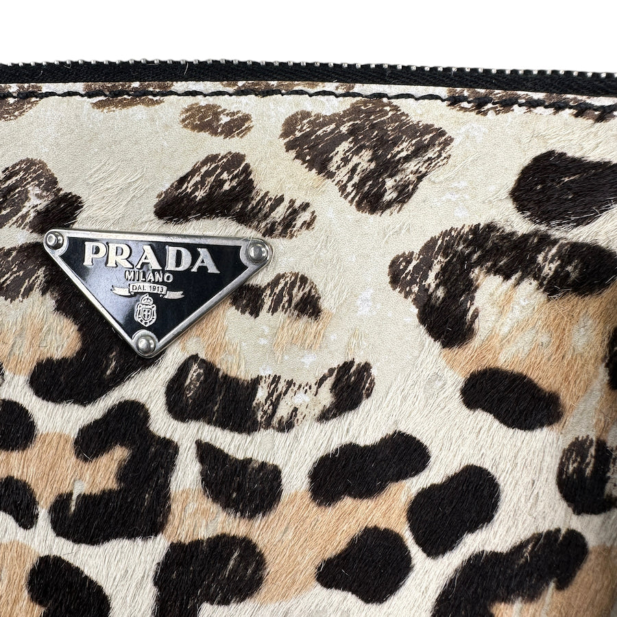 PRADA CALF HAIR LEOPARD PRINT TOTE BAG