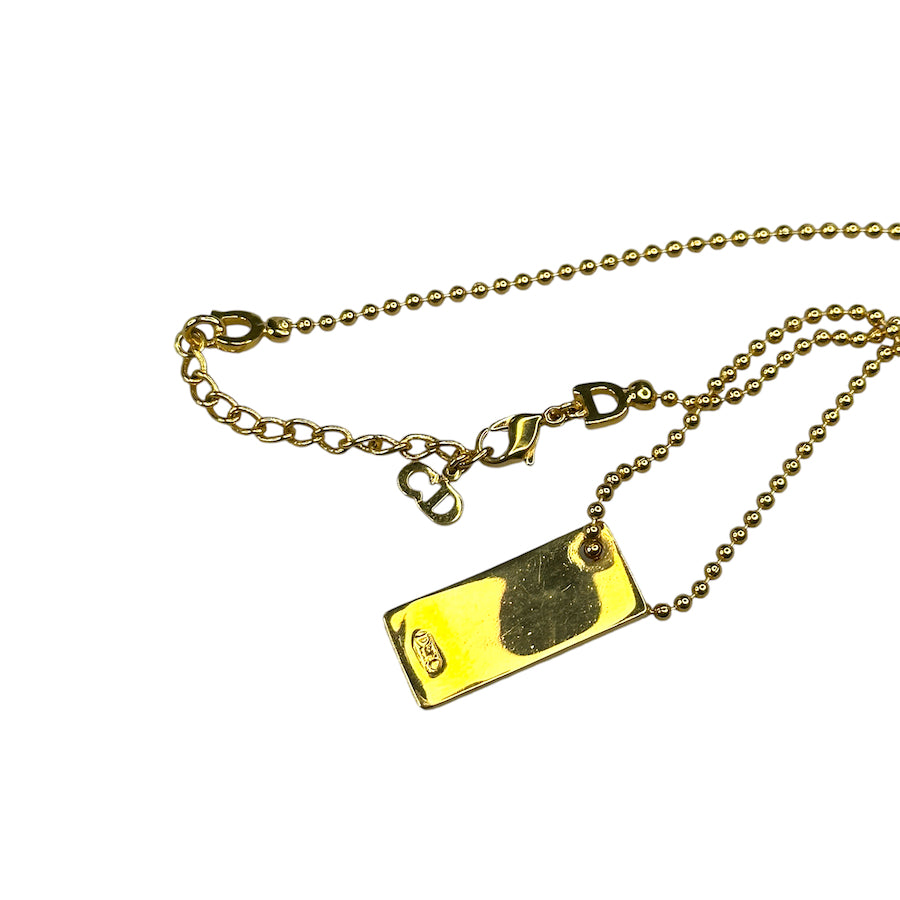 DIOR LICENSE PLATE TAG NECKLACE - GOLD PLATED