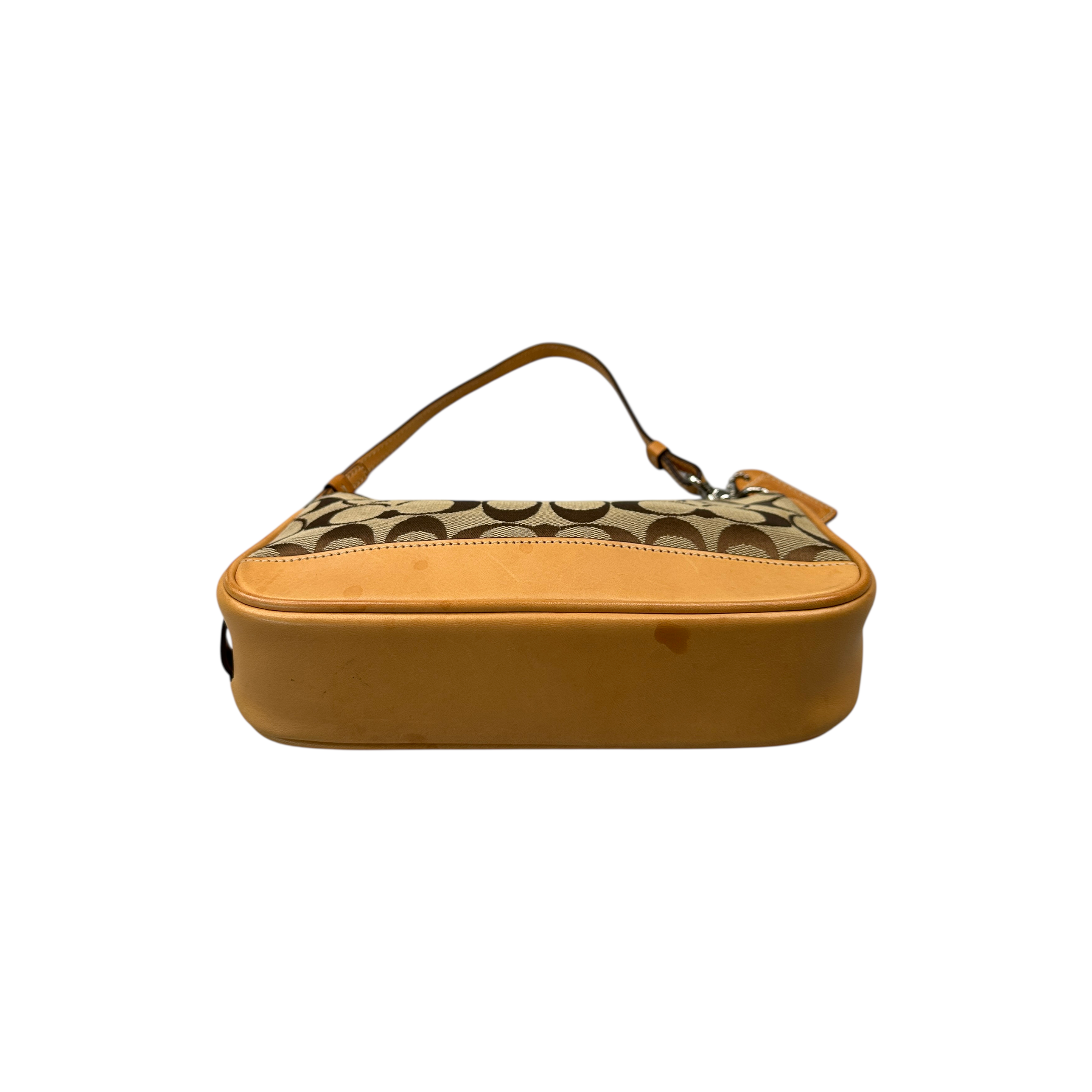 COACH SIGNATURE CANVAS DEMI POCHETTE BAG - TAN