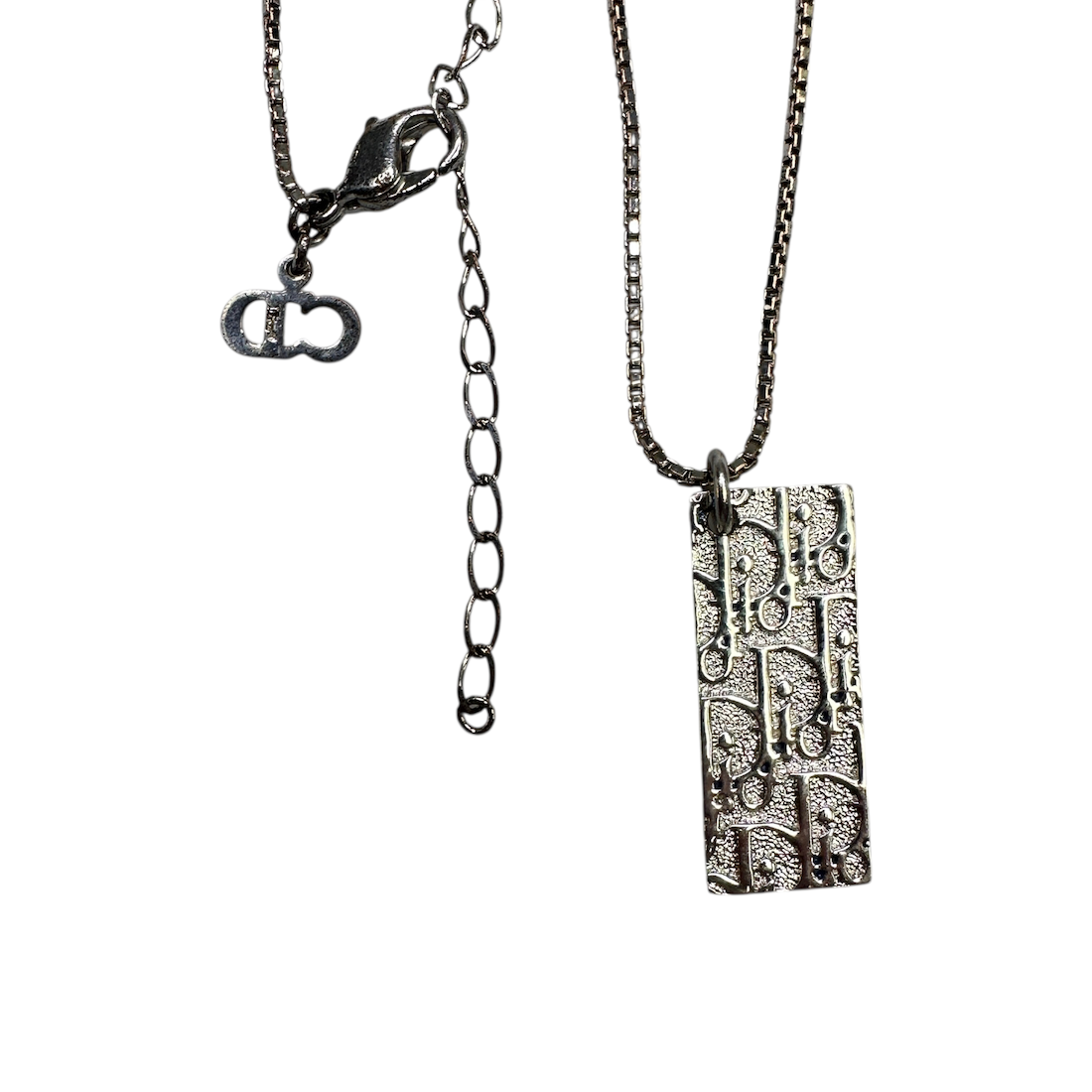DIOR MONOGRAM BAR NECKLACE - SILVER PLATED