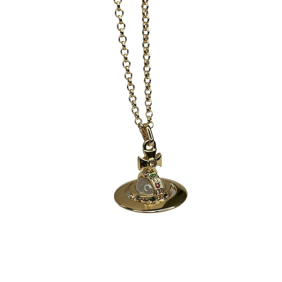 (NEW) VIVIENNE WESTWOOD TINY ORB PENDANT NECKLACE - GOLD BRASS