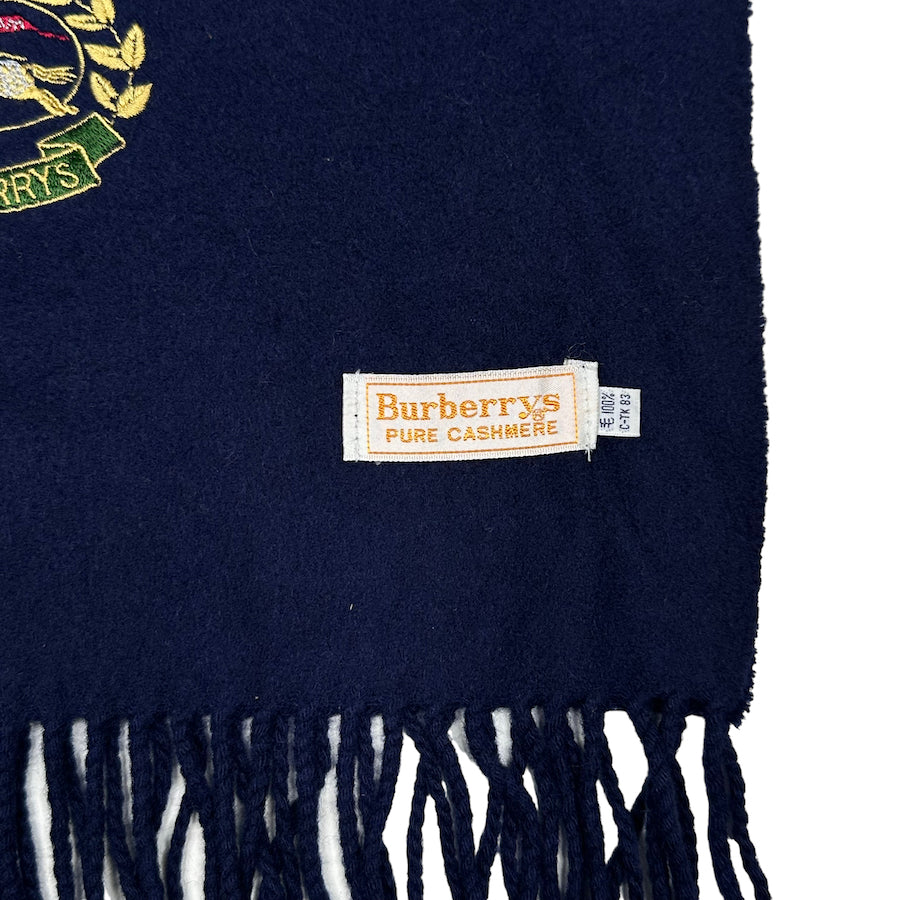 BURBERRY PURE CASHMERE SCARF - NAVY