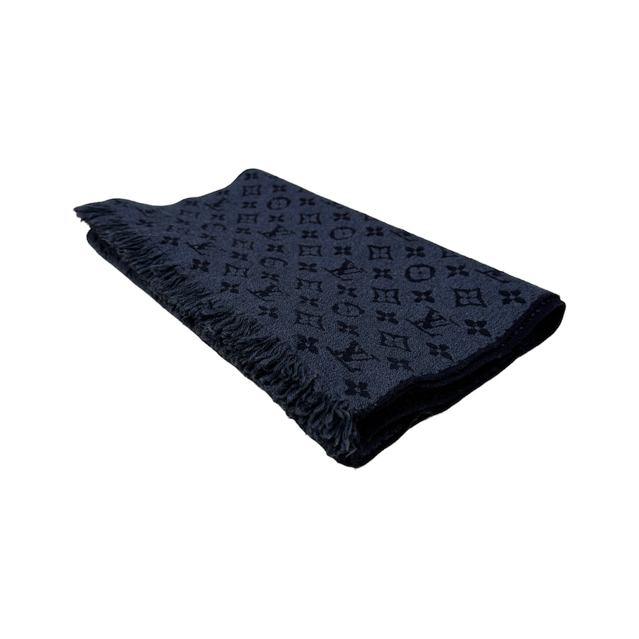 LOUIS VUITTON WOOLLEN MONOGRAM SCARF - BLUE