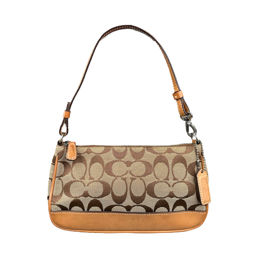 COACH BEIGE / TAN SIGNATURE CANVAS MINI POCHETTE BAG