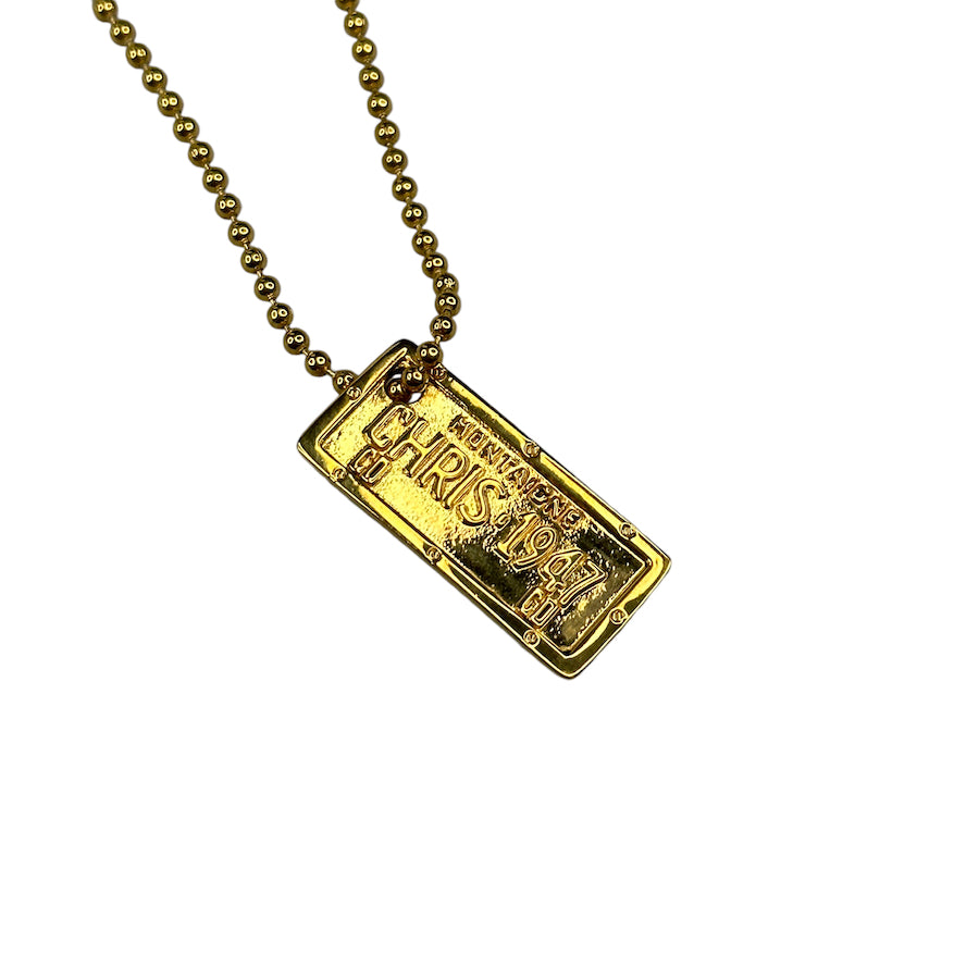 DIOR LICENSE PLATE TAG NECKLACE - GOLD PLATED