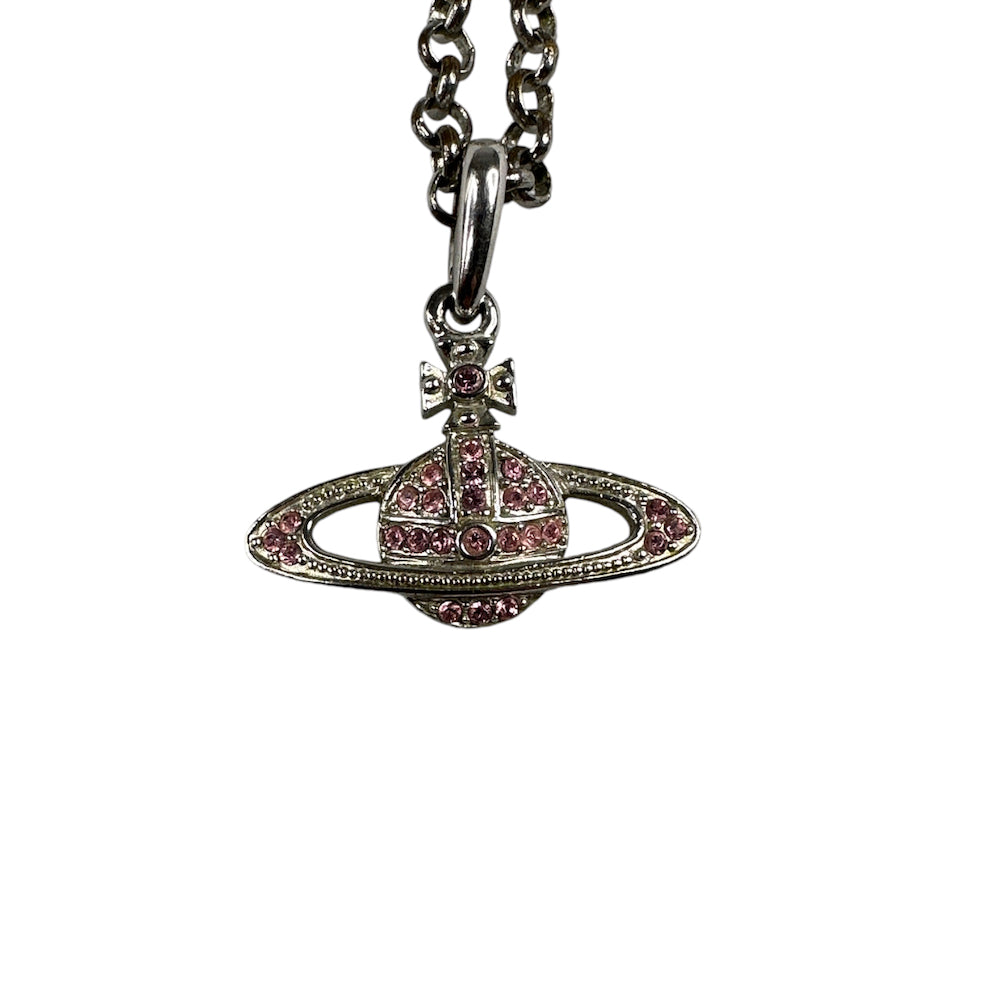 VIVIENNE WESTWOOD PINK RHINESTONE MAYFAIR NECKLACE