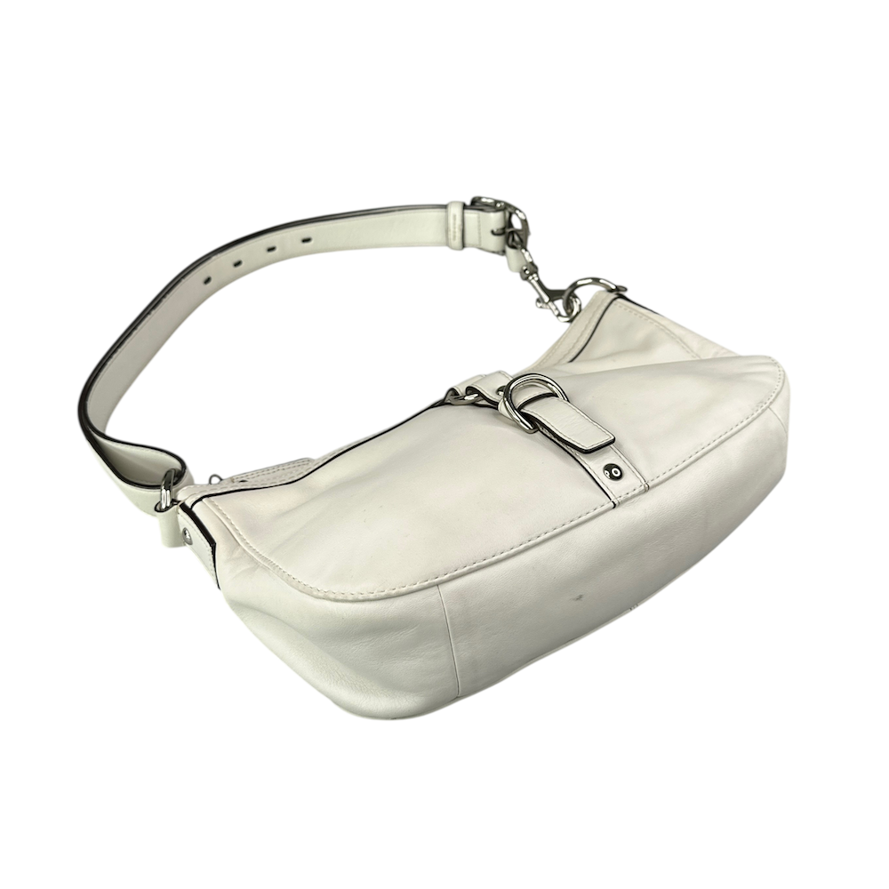 COACH BUCKLE DETAIL SHOULDER BAG - CREAM