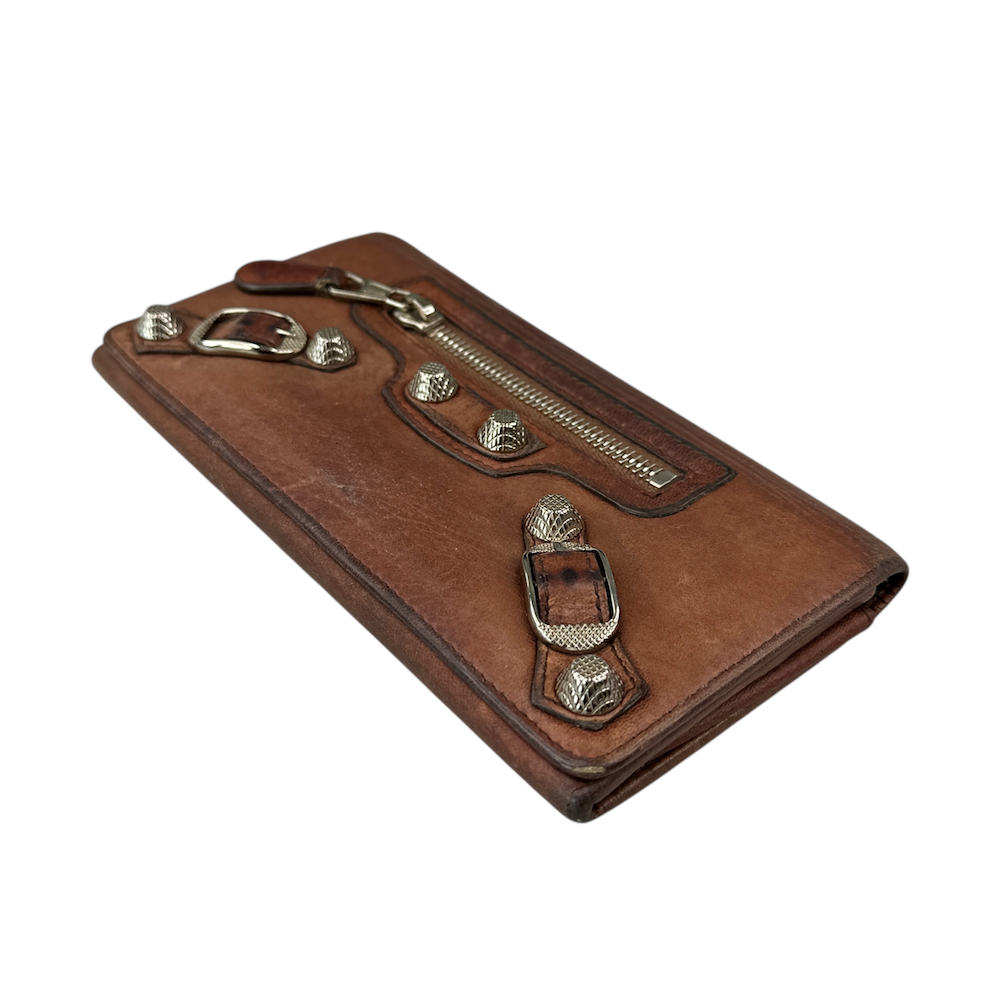 BALENCIAGA MOTORCYCLE WALLET - BROWN