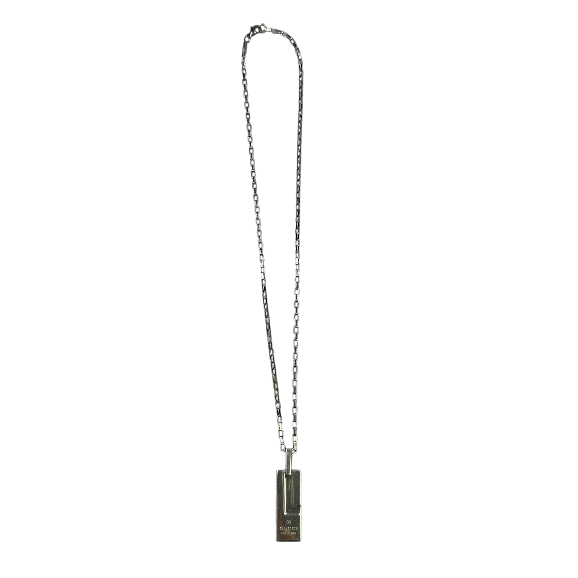 GUCCI DEBOSSED 925 RECTANGULAR PENDANT (W/ REPLACEMENT CHAIN)
