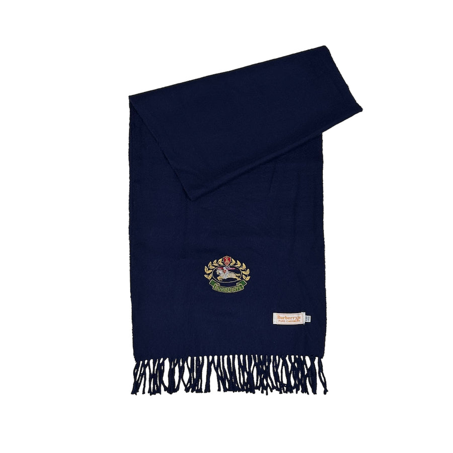 BURBERRY PURE CASHMERE SCARF - NAVY