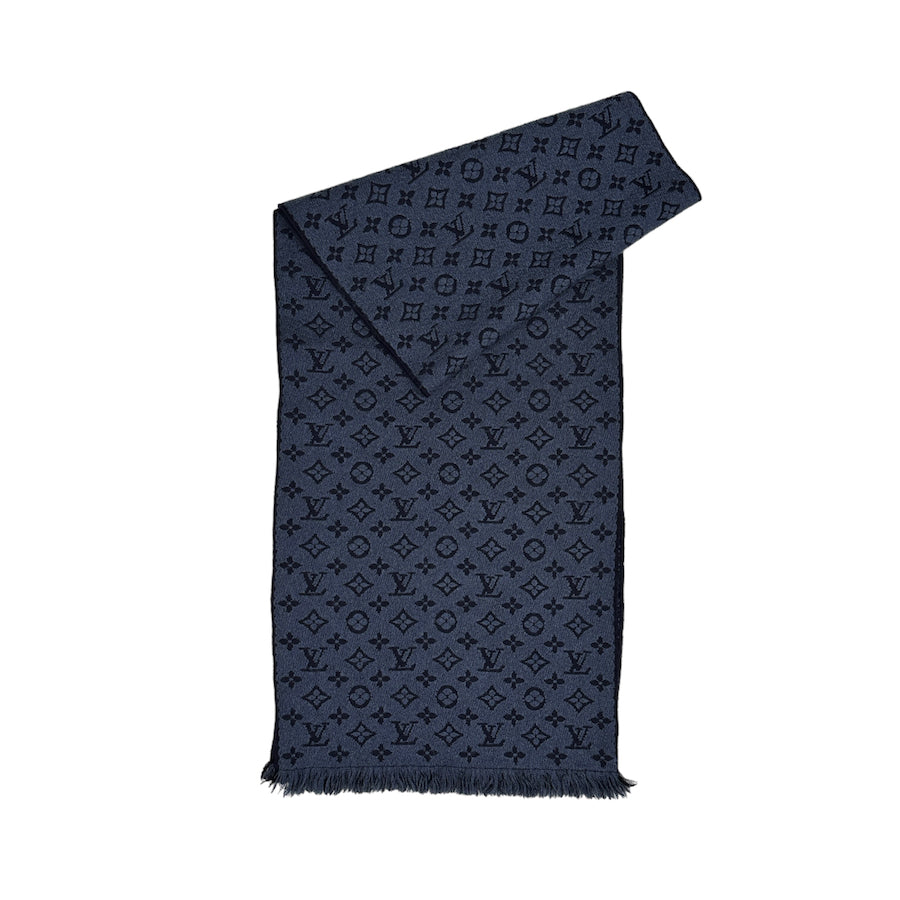 LOUIS VUITTON WOOLLEN MONOGRAM SCARF - BLUE