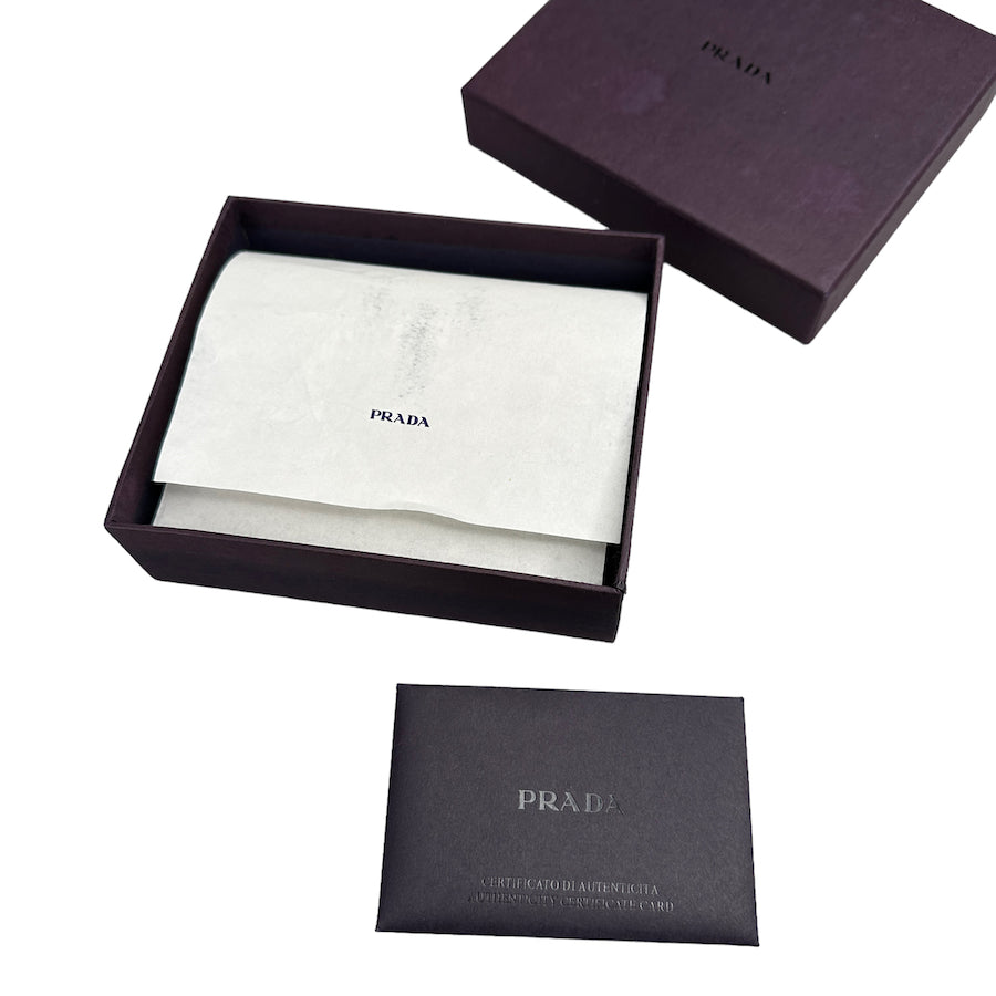 PRADA BLACK NYLON TRI-FOLD WALLET W/ BOX