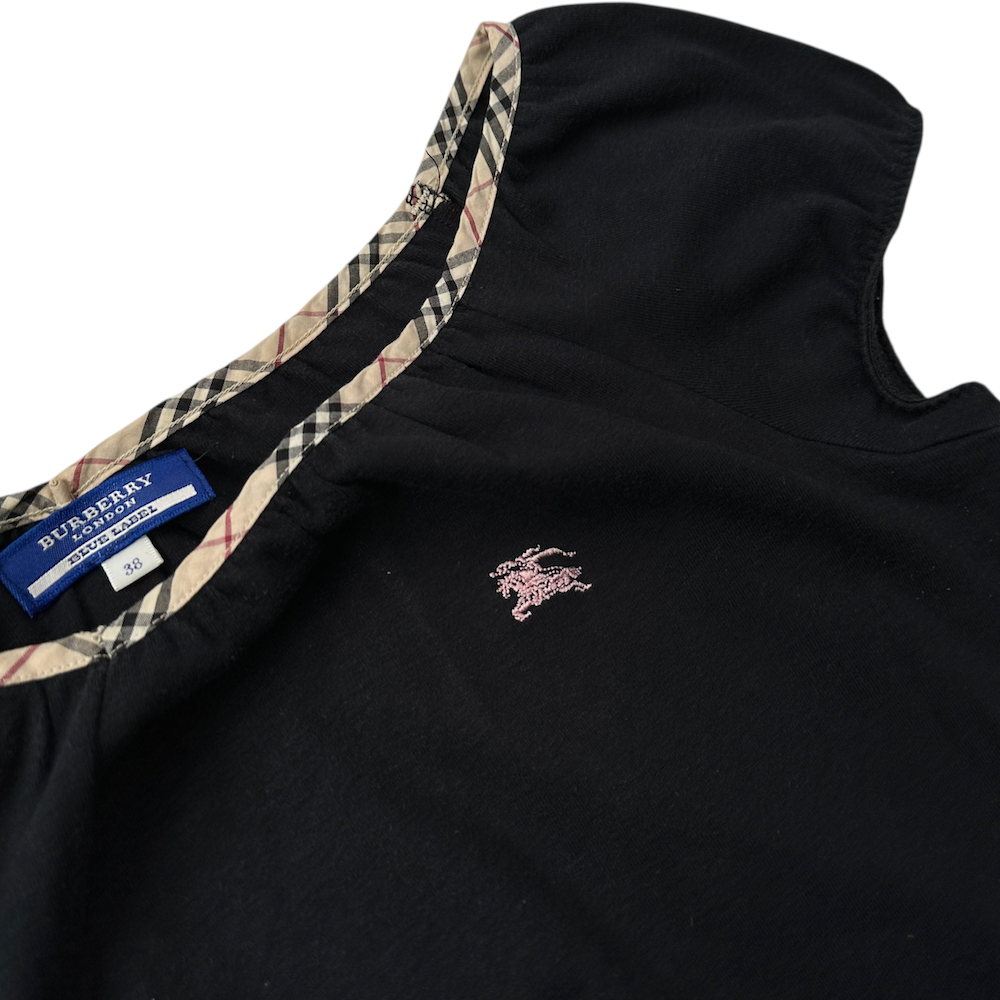 BURBERRY BLUE LABEL NOVA CHECK FRENCH SLEEVE TOP