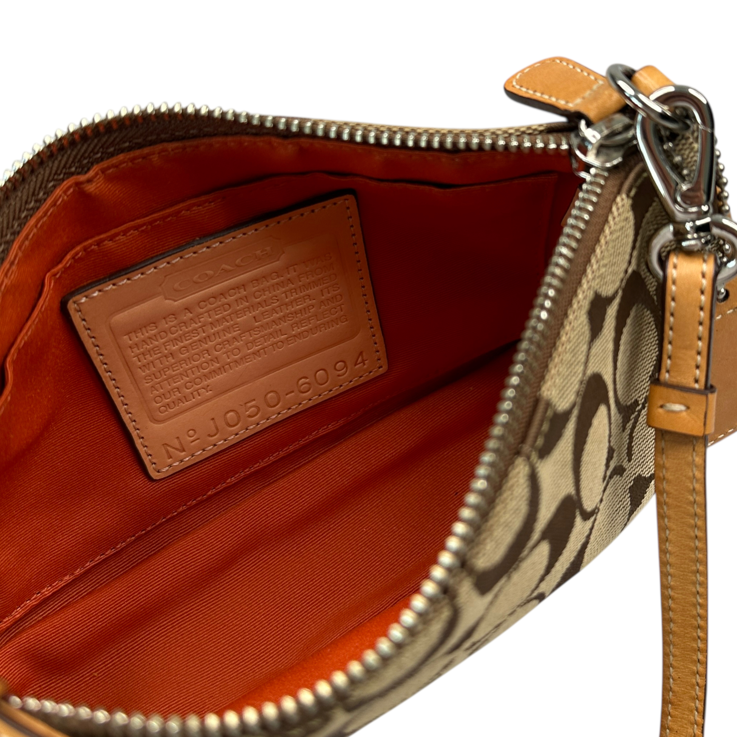 COACH SIGNATURE CANVAS DEMI POCHETTE BAG - TAN