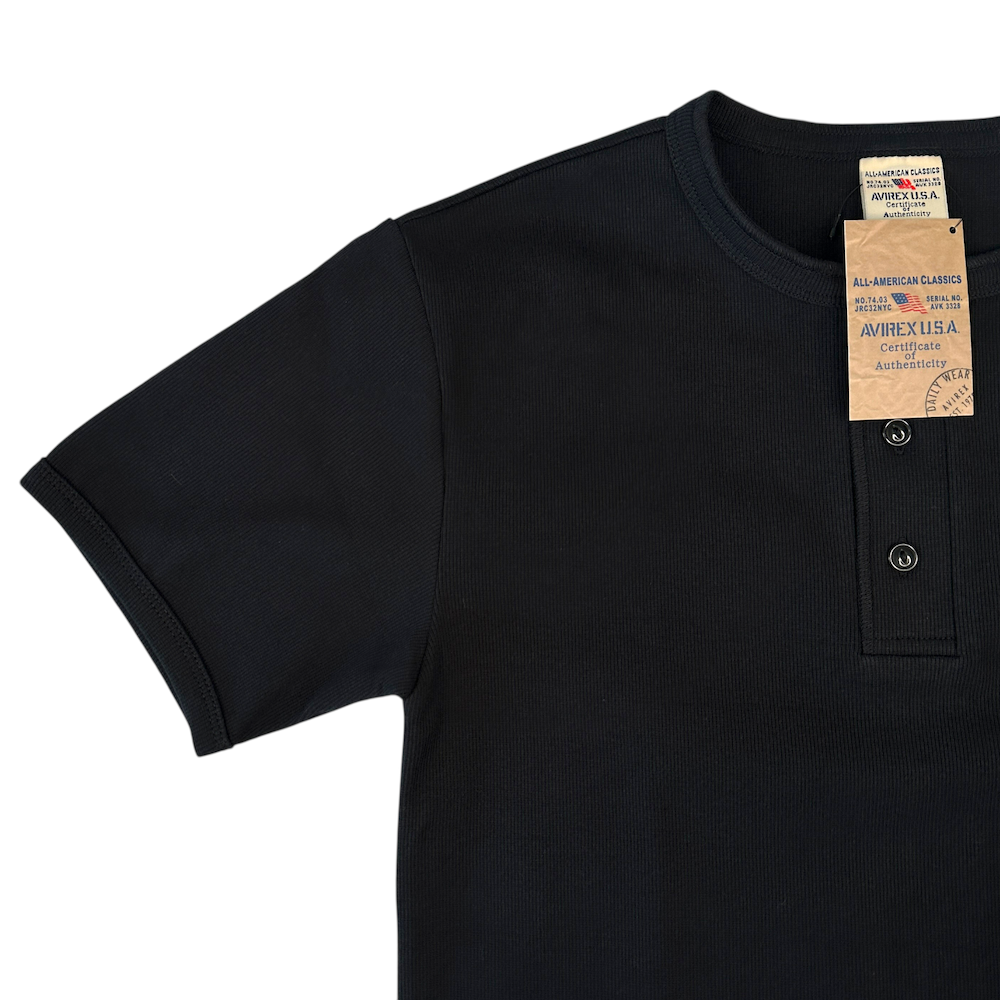 (NEW) AVIREX EVERY DAY HENLEY T-SHIRT- BLACK