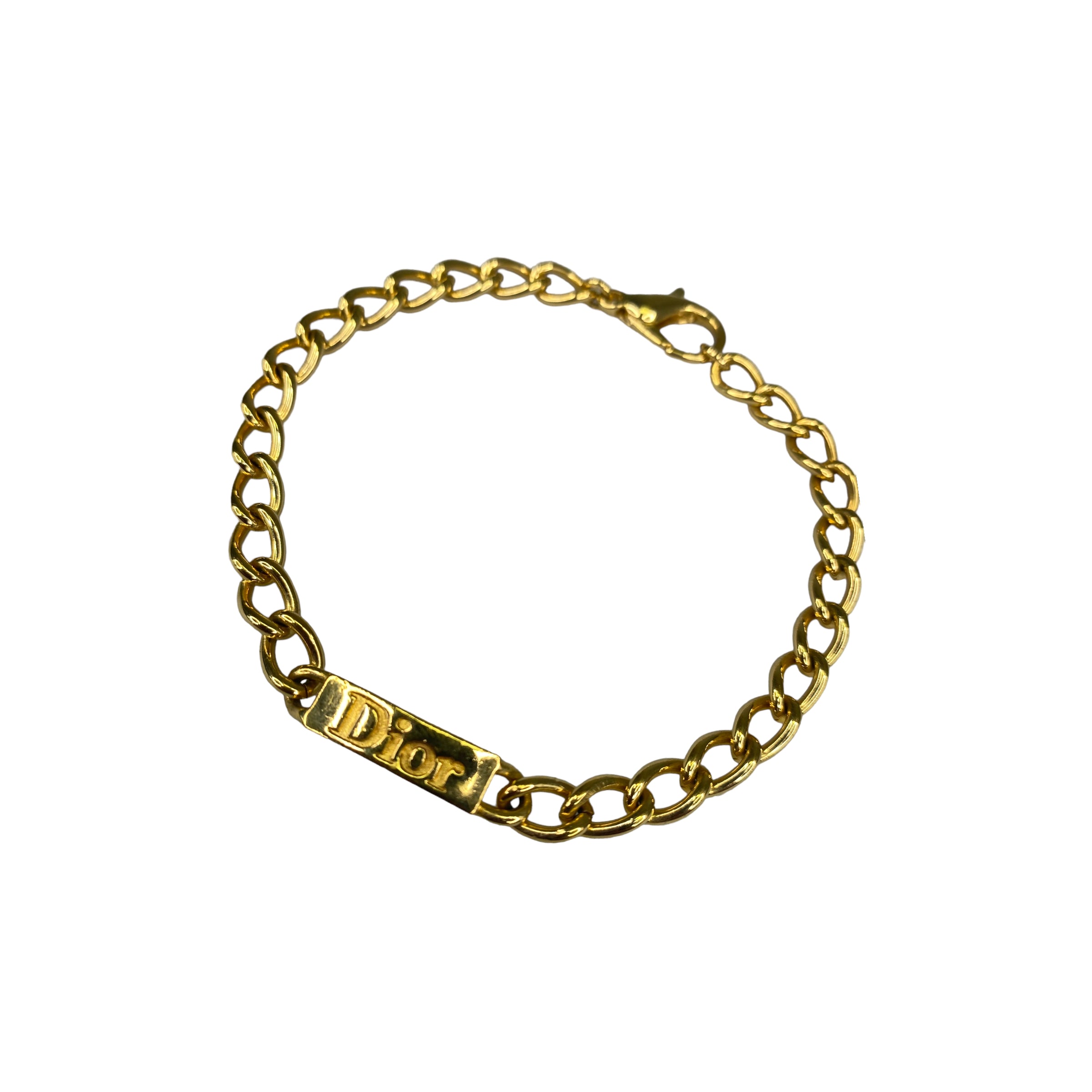 DIOR SPELLOUT PLATE GOLD PLATED NECKLACE
