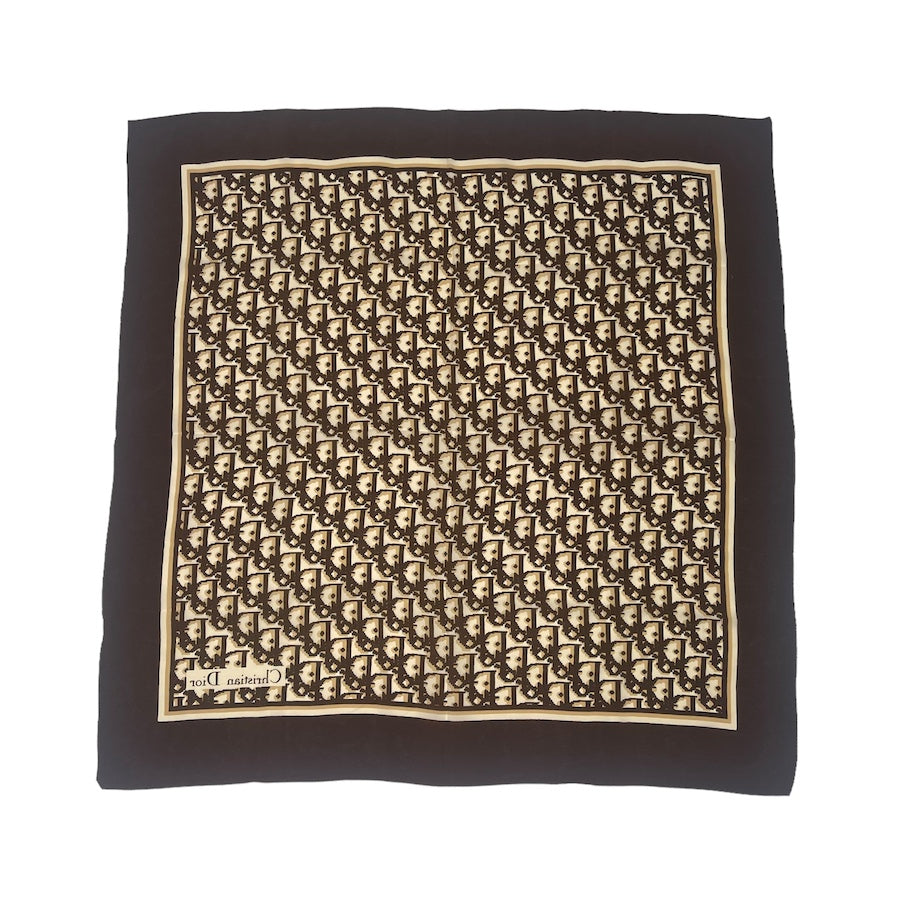 DIOR BROWN/BEIGE SILK CHIFFON SCARF