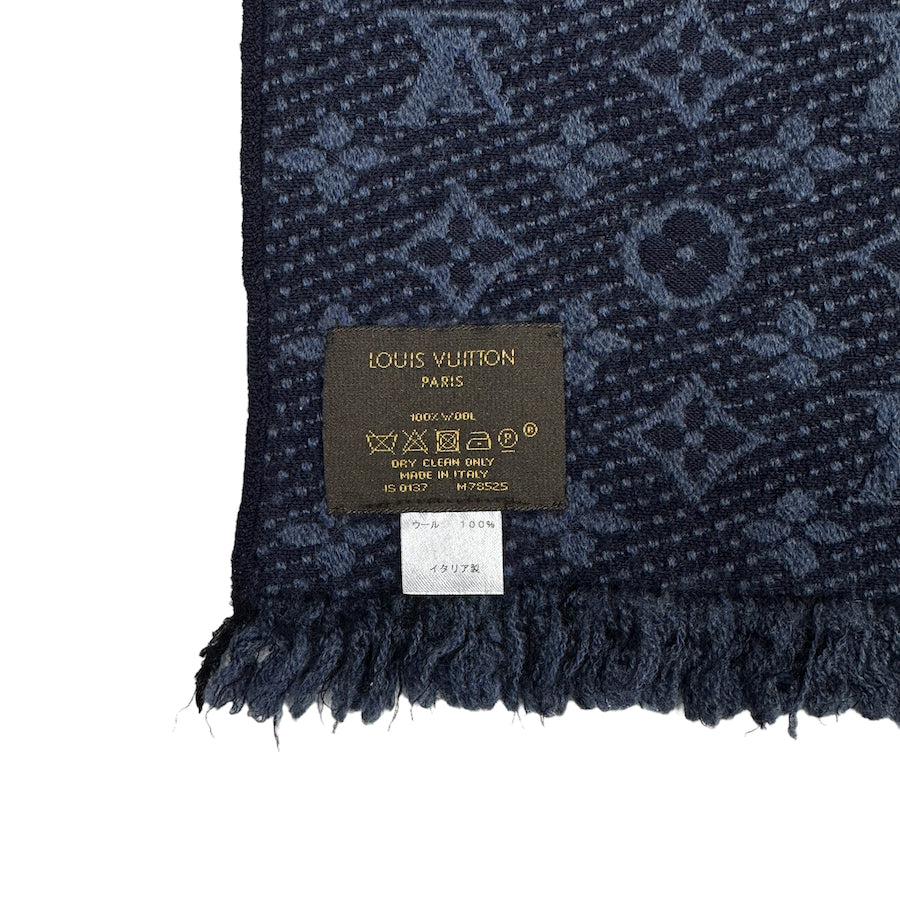 LOUIS VUITTON WOOLLEN MONOGRAM SCARF - BLUE