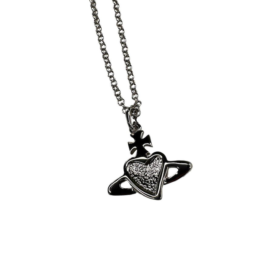 (NEW) VIVIENNE WESTWOOD ROSE CRYSTAL REVERSE HEART NECKLACE (AW22)