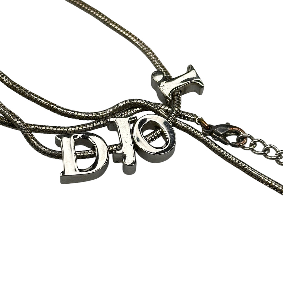 DIOR SPELLOUT CHARM NECKLACE - SILVER PLATED