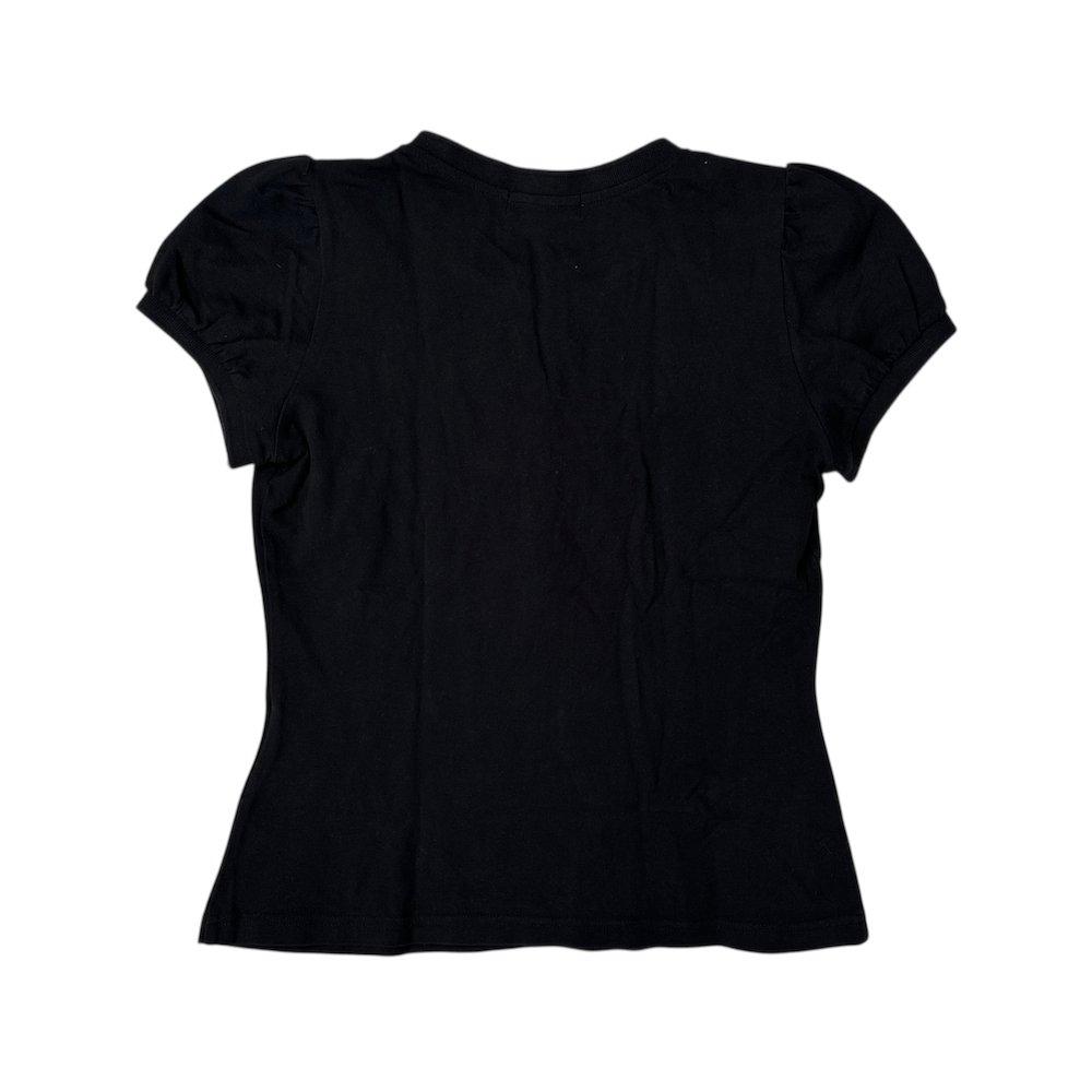 BURBERRY BLUE LABEL QUARTER-BUTTON TOP - BLACK