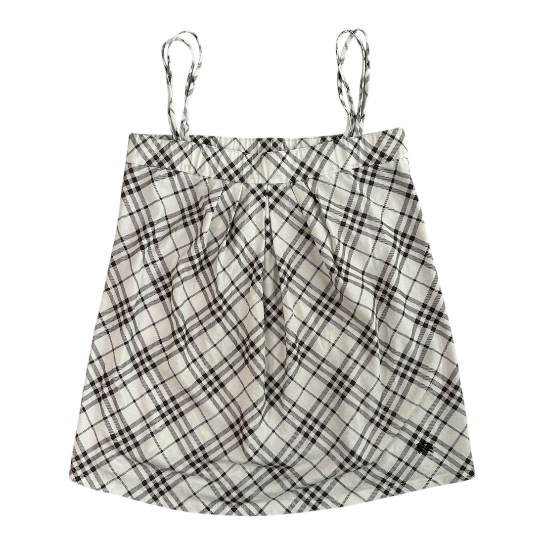 (38 BURBERRY NOVA CHECK SHOULDER STRAP TOP - WHITE