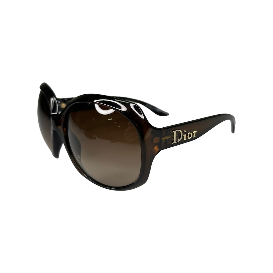 DIOR GLOSSY 1 OVERSIZED SUNGLASSES - BROWN