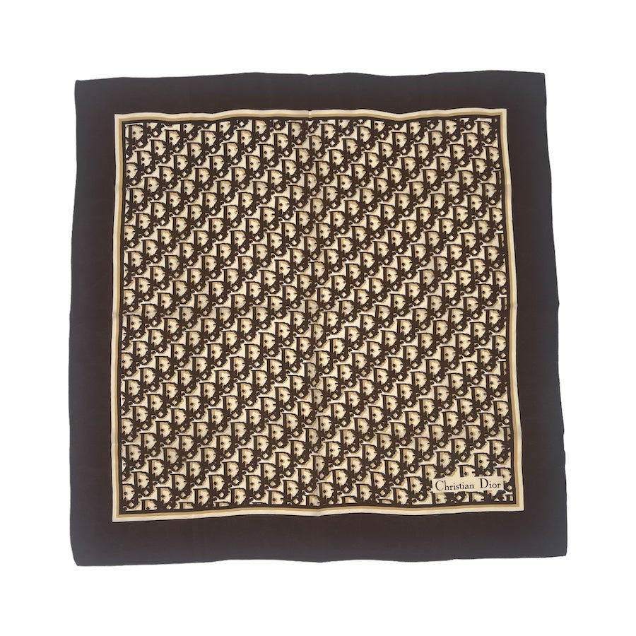 DIOR BROWN/BEIGE SILK CHIFFON SCARF