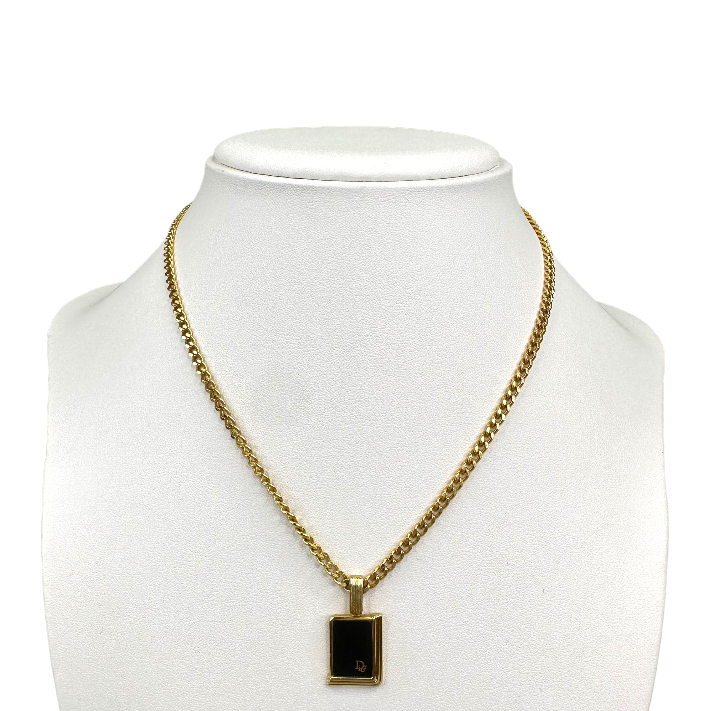DIOR BLACK/GOLD PLATED NECKLACE