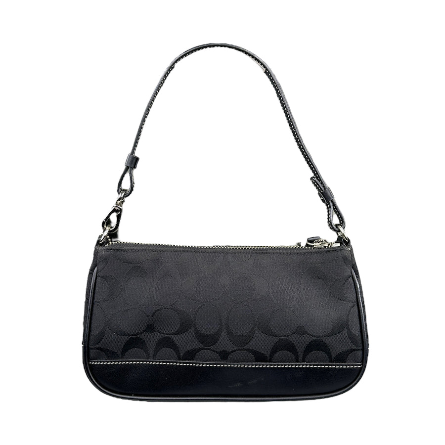 COACH BLACK SIGNATURE CANVAS MINI POCHETTE BAG